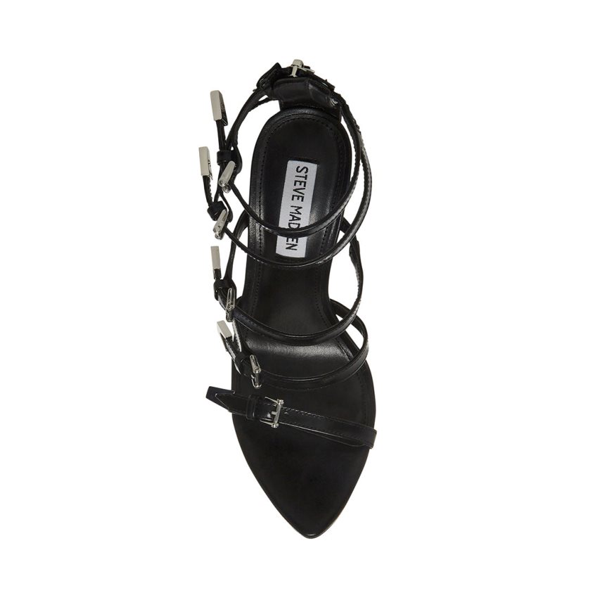 Sandalias Tacones Steve Madden Simone Cuero Mujer Negras | ES CU4SE2